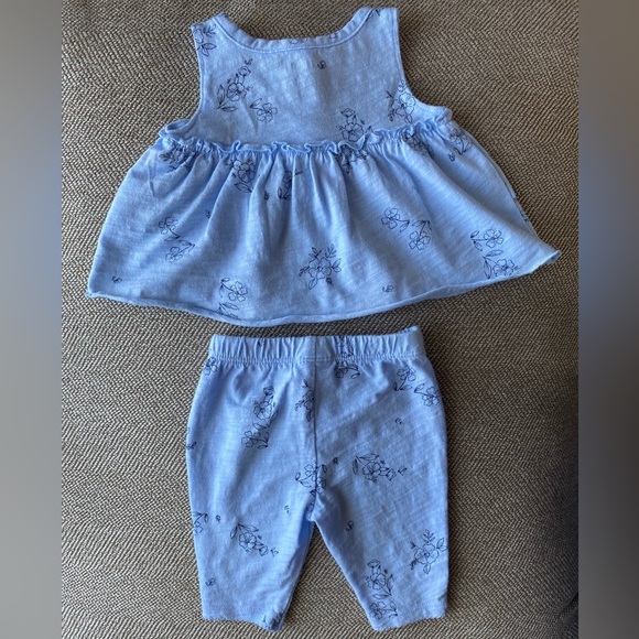 Carter’s Newborn Set. Blue Floral Jersey Material. Soft Cotton. Sz. Newborn. EUC - Picture 3 of 7